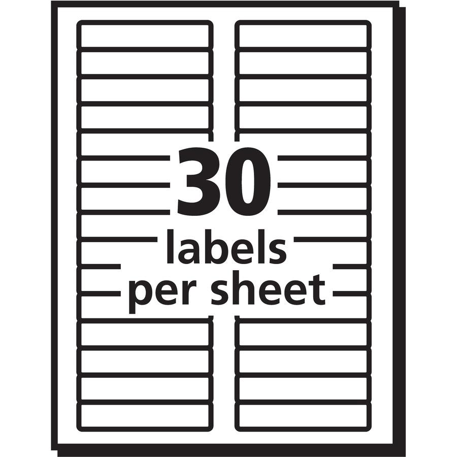 Avery&reg; Clear Top Tab Filing Labels - 21/32" Width x 3 7/16" Length - Permanent Adhesive - Rectangle - Laser, Inkjet - Clear - Film - 30 / Sheet - 15 Total Sheets - 450 Total Label(s) - 450 / Pack. Picture 9