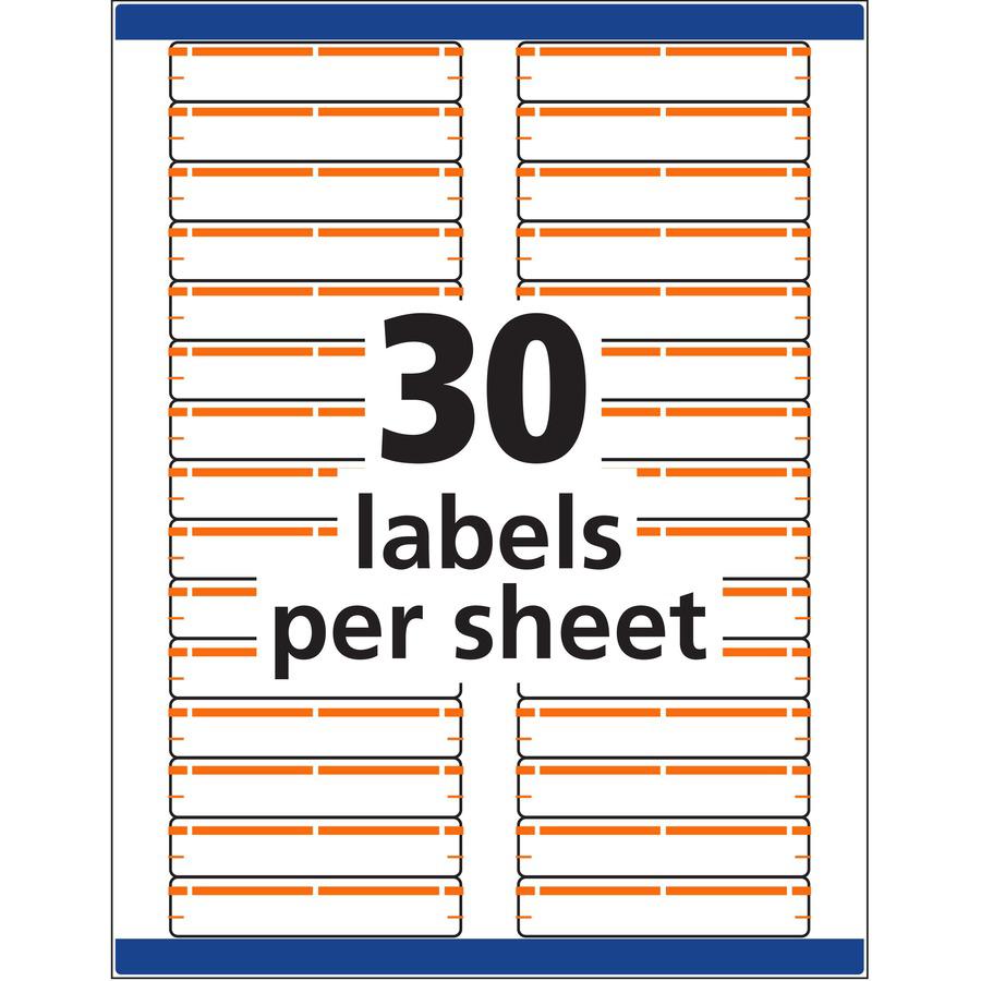 Avery&reg; TrueBlock File Folder Labels - Permanent Adhesive - Rectangle - Laser, Inkjet - Orange - Paper - 30 / Sheet - 25 Total Sheets - 750 Total Label(s) - 750 / Pack. Picture 10