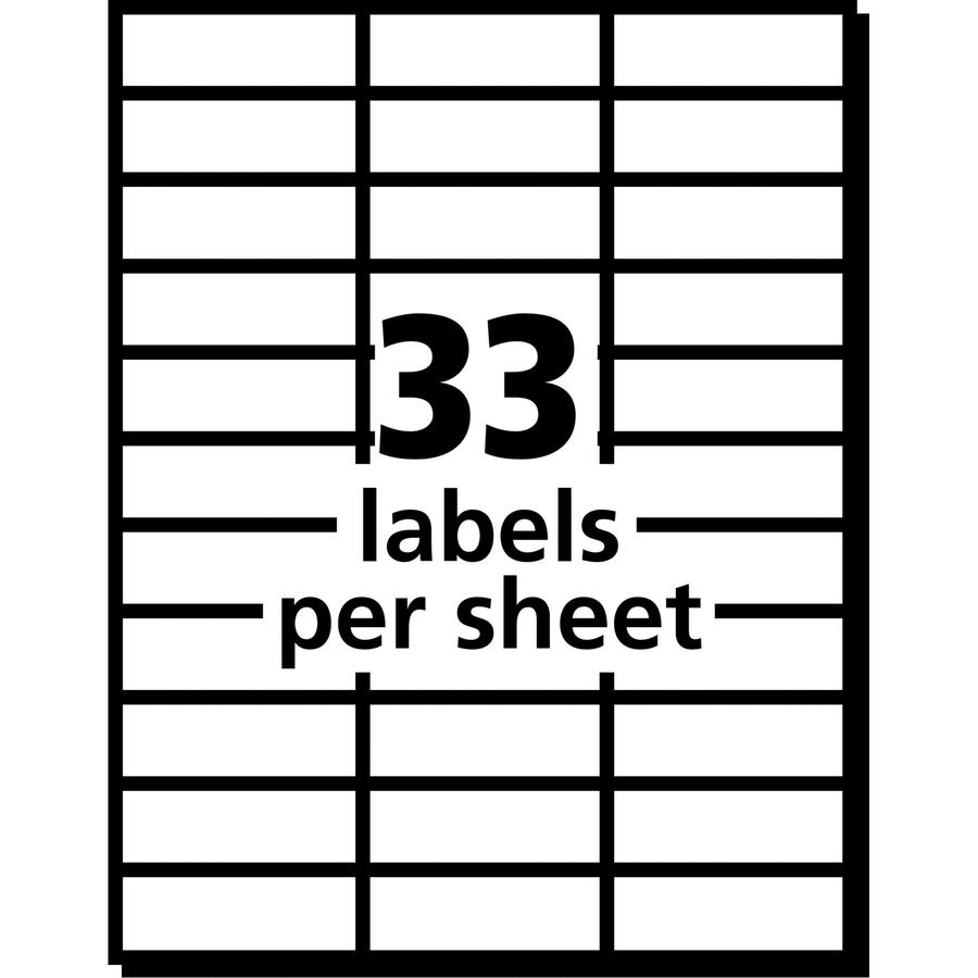 Avery&reg; Address Label - 1" Width x 2 13/16" Length - Permanent Adhesive - Rectangle - Frosted Clear - Film - 33 / Sheet - 70 Total Sheets - 2310 Total Label(s) - 2310 / Box. Picture 3