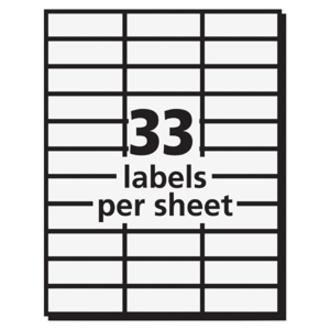 Avery&reg; Copier Address Labels - 1" Width x 2 3/16" Length - Permanent Adhesive - Rectangle - White - Paper - 33 / Sheet - 250 Total Sheets - 8250 Total Label(s) - 8250 / Box. Picture 3