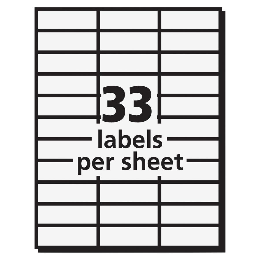 Avery&reg; Copier Address Labels - 1" Width x 2 13/16" Length - Permanent Adhesive - Rectangle - White - Paper - 33 / Sheet - 100 Total Sheets - 3300 Total Label(s) - 3300 / Box. Picture 3