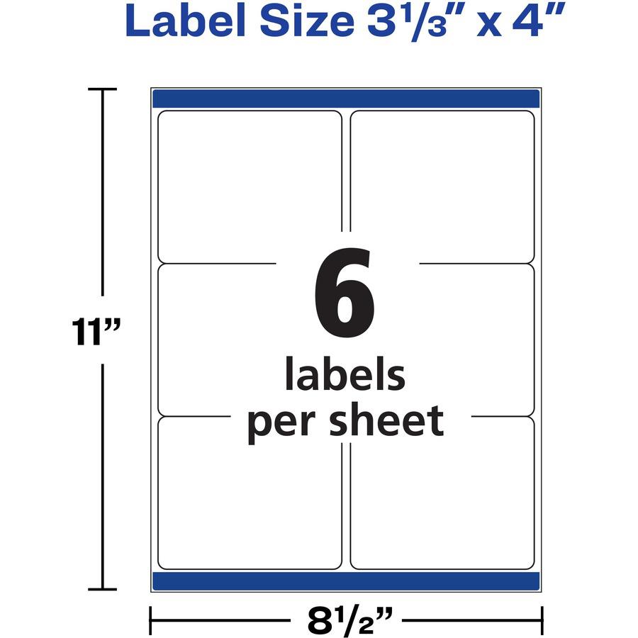 Avery&reg; Weatherproof Mailing Labels - 3 21/64" Width x 4" Length - Permanent Adhesive - Rectangle - Laser - White - Film - 6 / Sheet - 50 Total Sheets - 300 Total Label(s) - 5. Picture 2