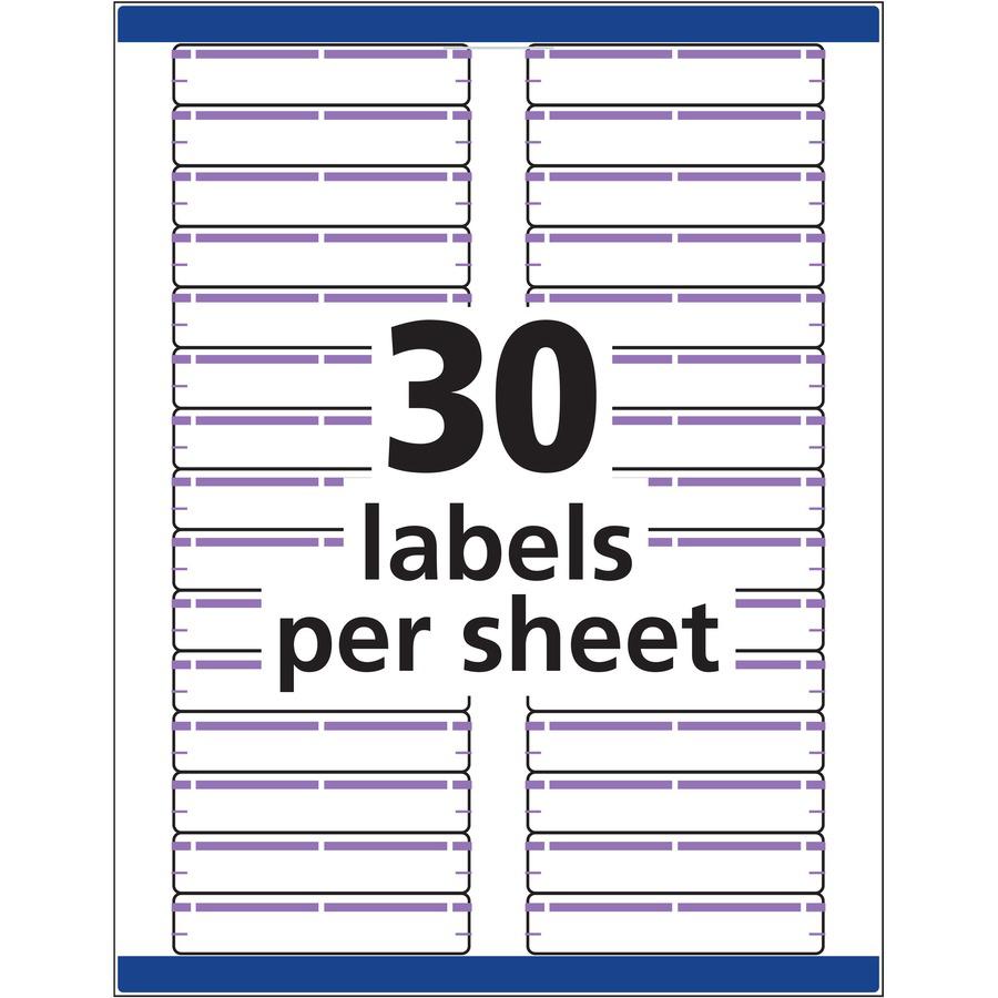 Avery&reg; TrueBlock File Folder Labels - Permanent Adhesive - Rectangle - Laser, Inkjet - Purple - Paper - 30 / Sheet - 25 Total Sheets - 750 Total Label(s) - 750 / Pack. Picture 12