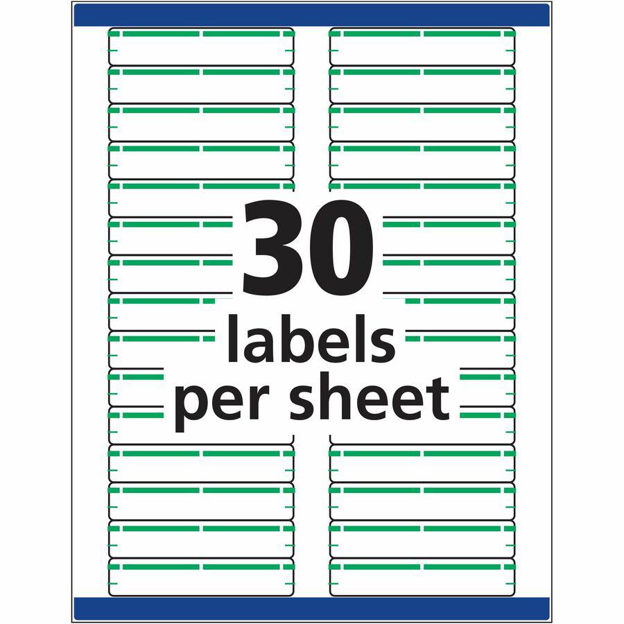 Avery&reg; TrueBlock File Folder Labels - Permanent Adhesive - Rectangle - Laser, Inkjet - Green - Paper - 30 / Sheet - 50 Total Sheets - 1500 Total Label(s) - 1500 / Box. Picture 12