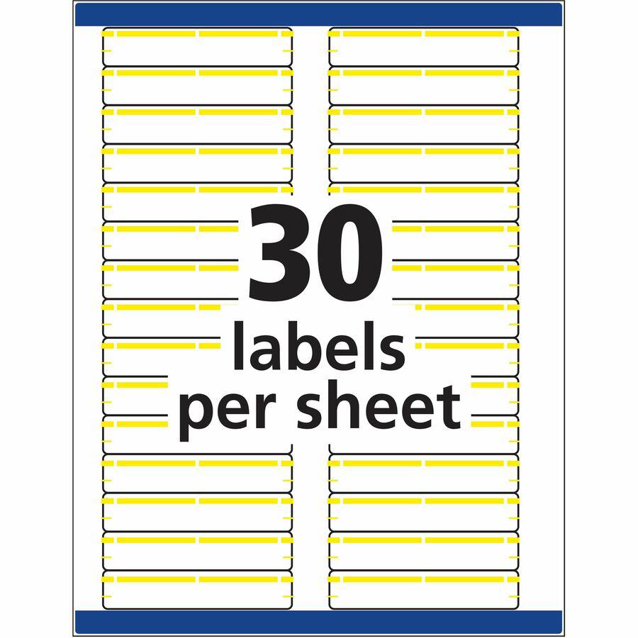Avery&reg; TrueBlock File Folder Labels - Permanent Adhesive - Rectangle - Laser, Inkjet - Yellow - Paper - 30 / Sheet - 50 Total Sheets - 1500 Total Label(s) - 1500 / Box. Picture 12