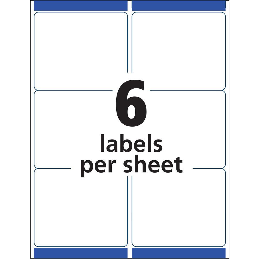 Avery&reg; Removable I.D. Labels - 3 21/64" Width x 4" Length - Removable Adhesive - Rectangle - Laser, Inkjet - White - Paper - 6 / Sheet - 25 Total Sheets - 150 Total Label(s) - 150 / Pack. Picture 2