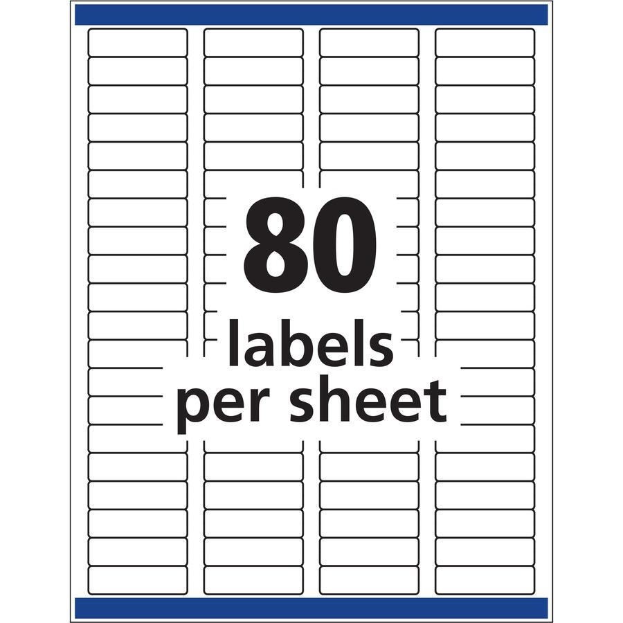 Avery&reg; Removable I.D. Laser/Inkjet Labels - 1/2" Width x 1 3/4" Length - Removable Adhesive - Rectangle - Laser, Inkjet - White - Paper - 80 / Sheet - 25 Total Sheets - 2000 Total Label(s) - 5. Picture 4