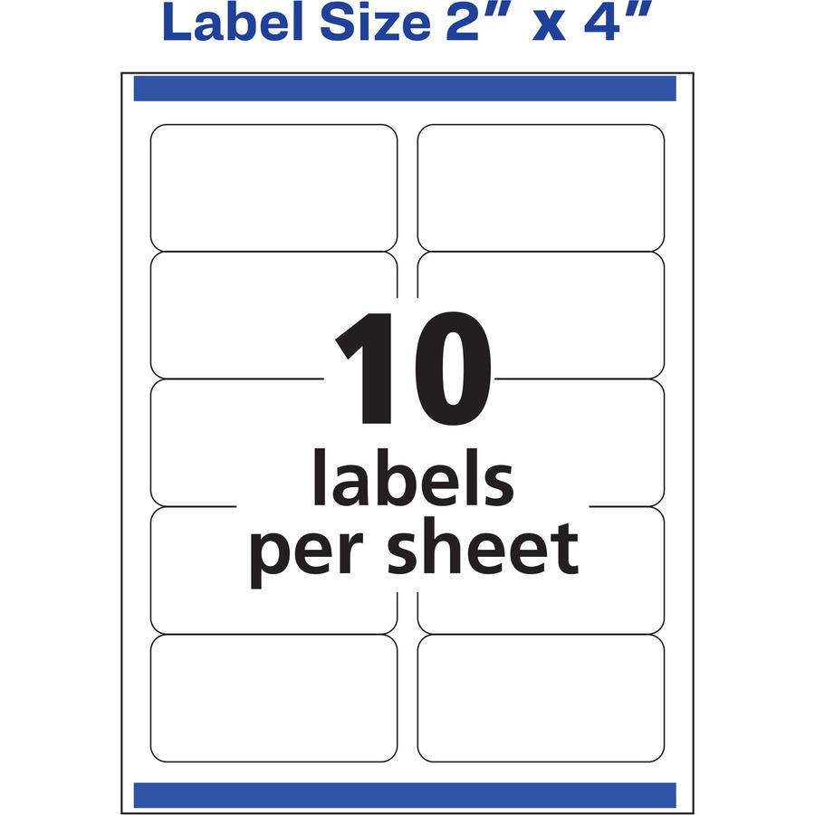 Avery&reg; White Shipping Labels, Sure Feed&reg;, 2" x 4" , 200 Labels (8253) - 2" Width x 4" Length - Permanent Adhesive - Rectangle - Inkjet - White - Paper - 10 / Sheet - 20 Total Sheets - 200 Tota. Picture 3