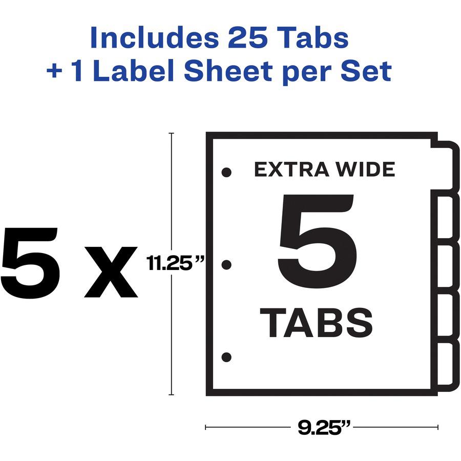 Avery&reg; Index Maker Index Divider - 25 x Divider(s) - Print-on Tab(s) - 5 - 5 Tab(s)/Set - 9.3" Divider Width x 11.25" Divider Length - 3 Hole Punched - White Paper Divider - White Paper Tab(s) - 5. Picture 7