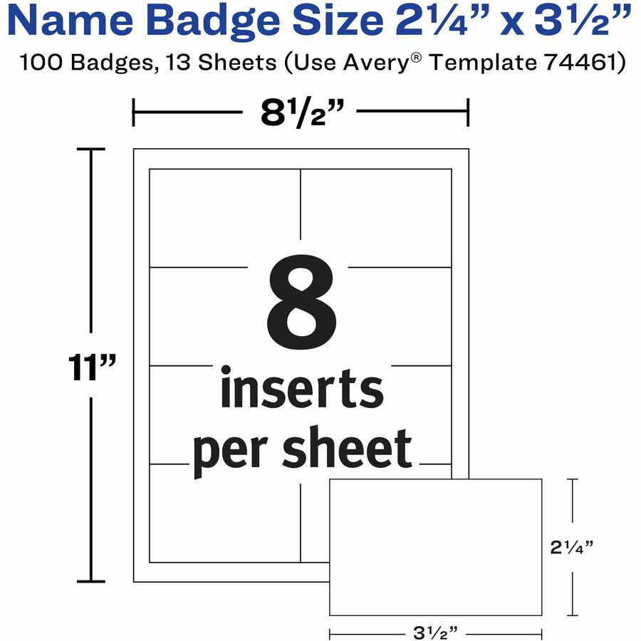 Avery&reg; Garment Friendly Clip Style Name Badge Kitfor Laser and Inkjet Printers - 3 1/2" x 2 1/4" - 100 / Box - Durable, Reusable, Printable - White. Picture 9