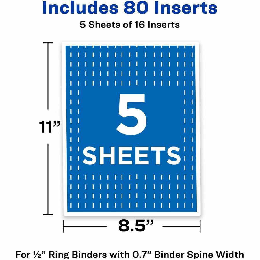 Avery&reg; Binder Spine Inserts - 1/2" Sheet - White - Card Stock - 80 / Pack. Picture 8
