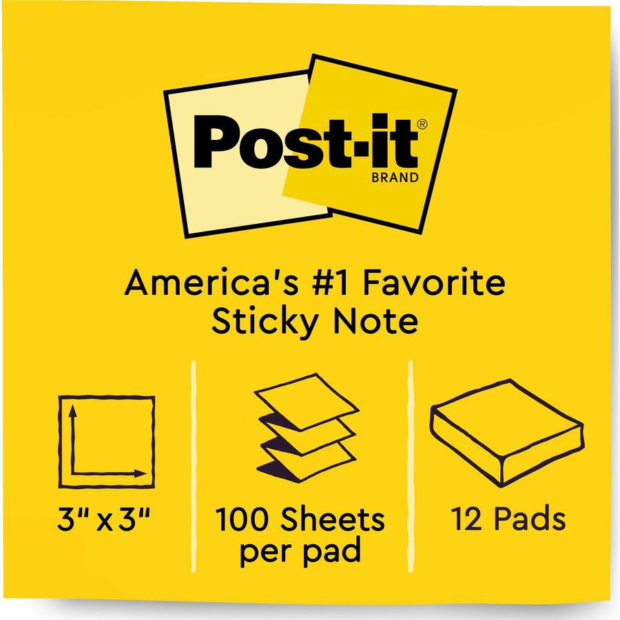 Post-it&reg; Dispenser Notes - 1200 - 3" x 3" - Square - 100 Sheets per Pad - Unruled - Guava, Aqua Splash, Vital Orange - Paper - Pop-up, Self-adhesive, Repositionable - 12 / Pack. Picture 11