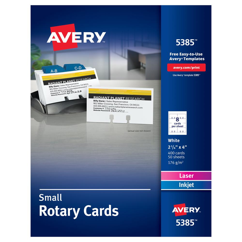 Avery&reg; Uncoated 2-side Printing Rotary Cards - 2 5/32" x 4" - 400 / Box - 8 Sheets - Perforated, Heavyweight, Double-sided, Printable - White. Picture 5