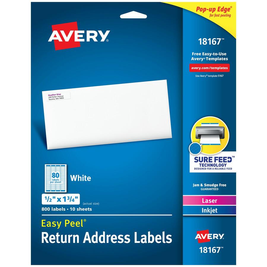 Avery&reg; Laser & Inkjet Return Address Labels - Permanent Adhesive - Rectangle - Laser, Inkjet - White - Paper - 80 / Sheet - 10 Total Sheets - 800 Total Label(s) - 5. Picture 5