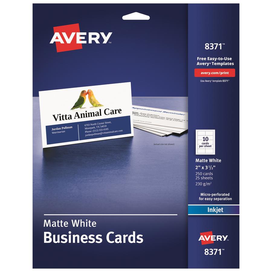 Avery&reg; Inkjet Business Card - White - 97 Brightness - A8 - 2" x 3 1/2" - Matte - 250 / Pack. Picture 2