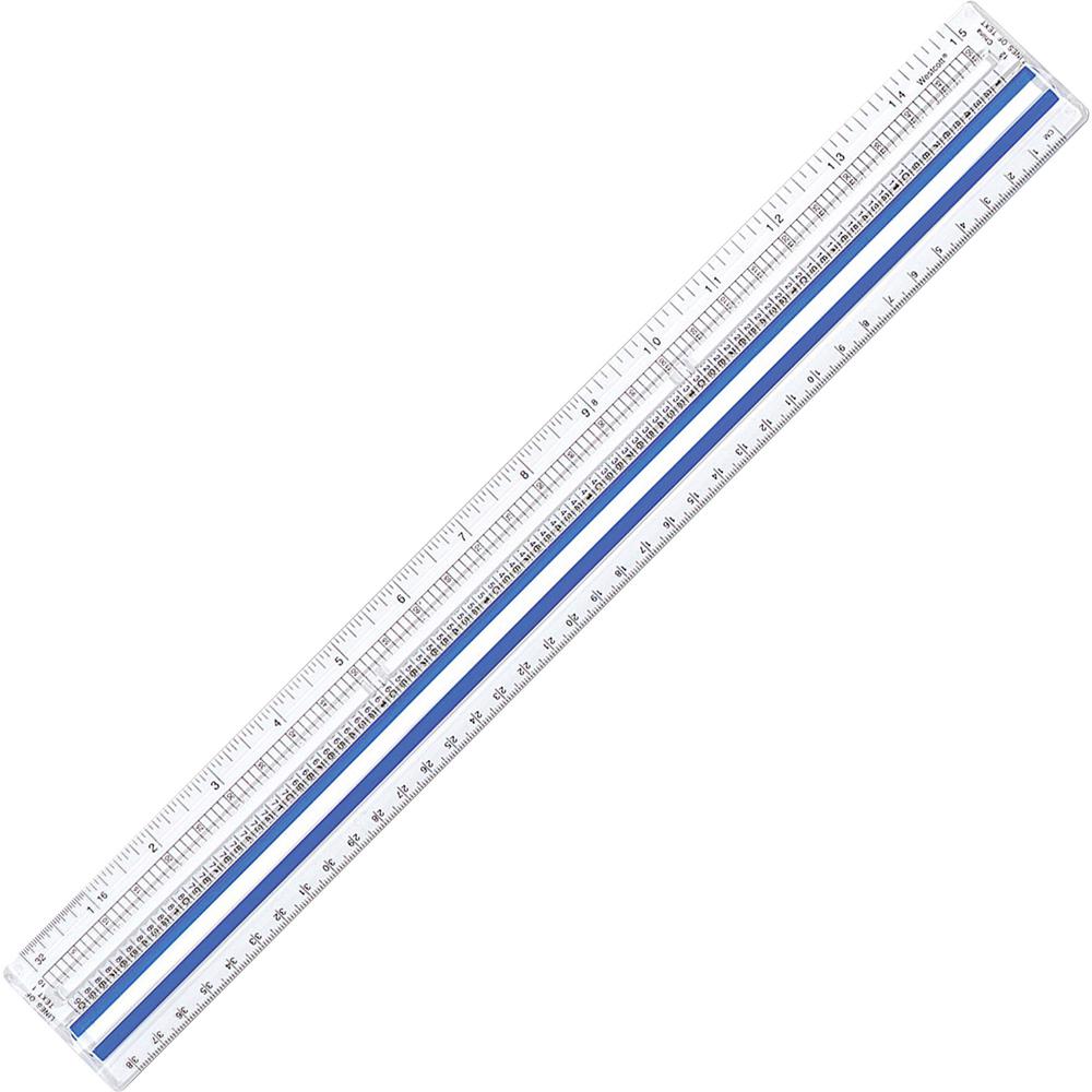Westcott Magnifying Computer Printout Rulers - 15" Length 1" Width - 1/16 Graduations - Imperial, Metric Measuring System - Acrylic - 1 Each - Clear. Picture 3