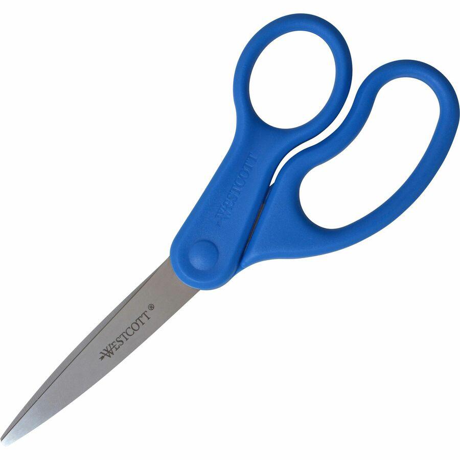 Westcott 8" Straight All Purpose Scissors - 3.50" Cutting Length - 8" Overall Length - Straight-left/right - Stainless Steel - Pointed Tip - Stainless Steel - 1 Each. Picture 4