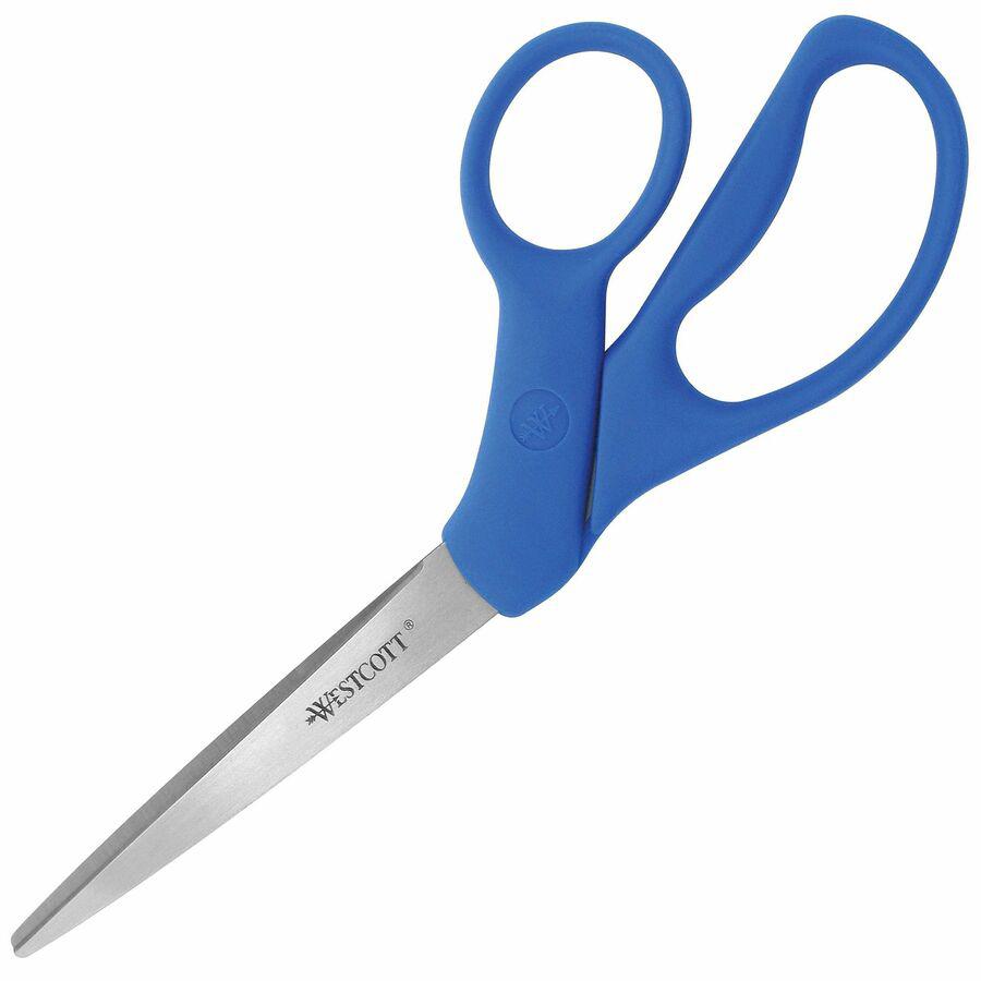Westcott 8" Bent All Purpose Scissors - 3.50" Cutting Length - 8" Overall Length - Bent-left/right - Stainless Steel - Pointed Tip - Stainless Steel - 1 Each. Picture 3