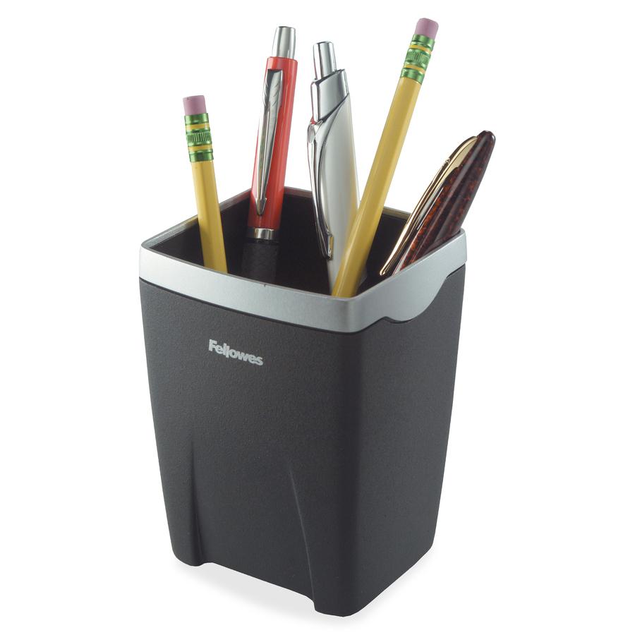 Office Suites&trade; Pencil Cup - 4.3" x 3.1" x 3.1" x - 1 Each - Black, Silver. Picture 2