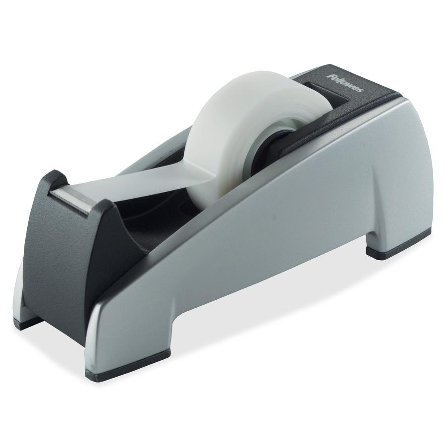 Fellowes Office Suites&trade; Tape Dispenser - Holds Total 1 Tape(s) - Refillable - Weighted Base - Plastic - Black, Silver - 1 Each. Picture 2