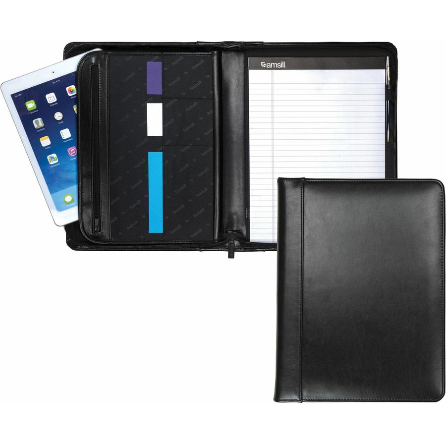 Samsill Regal Letter Pad Folio - 8 1/2" x 11" - Internal Pocket(s) - Leather - Black - 1 Each. Picture 3