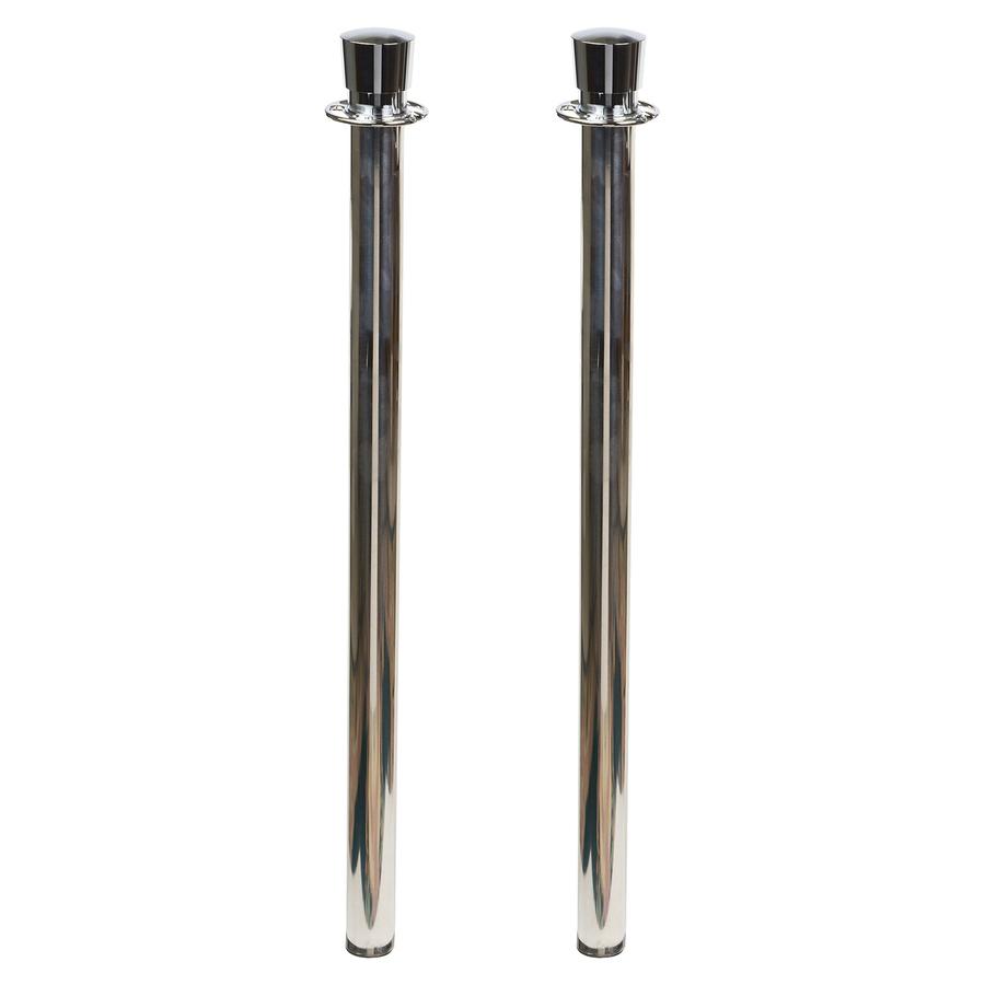 Tatco Heavy-duty Posts for Stanchion - Stainless Steel 41" Post Black Rope - Chrome - 2 / Box. Picture 2