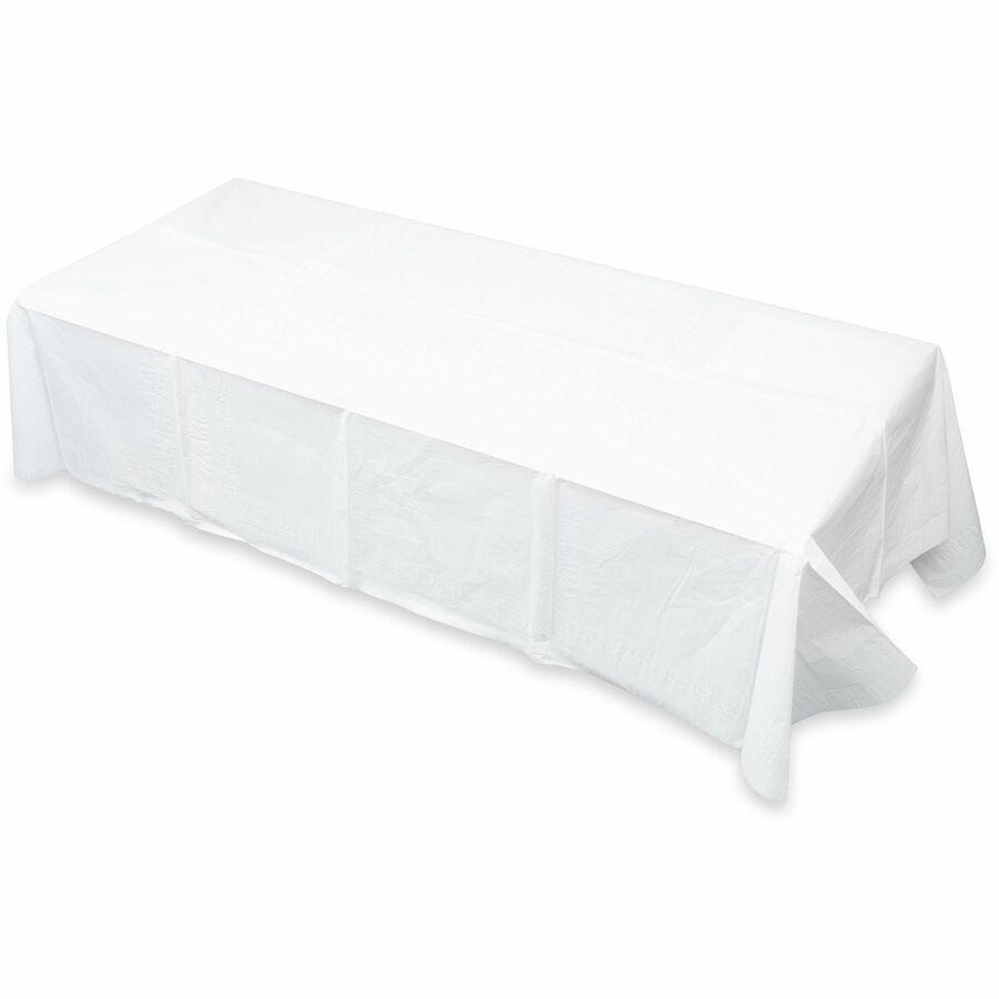 Tatco White Paper Rectangular Tablecovers - 108" Length x 54" Width - Paper - White - 20 / Carton. Picture 2