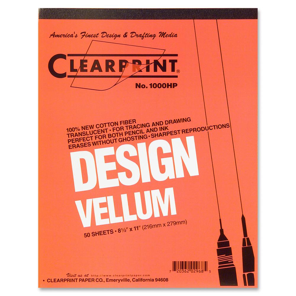 Clearprint Design Vellum Pad - Letter - 50 Sheets - Plain - 16 lb Basis Weight - Letter - 8 1/2" x 11" - White Paper - Acid-free, Archival - 1 / Pad. Picture 2