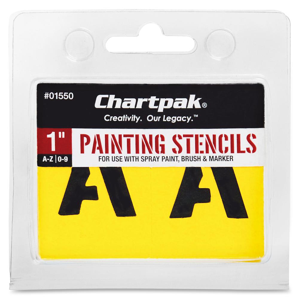 Chartpak Painting Letters/Numbers Stencils - 1" - Gothic - Yellow. Picture 3