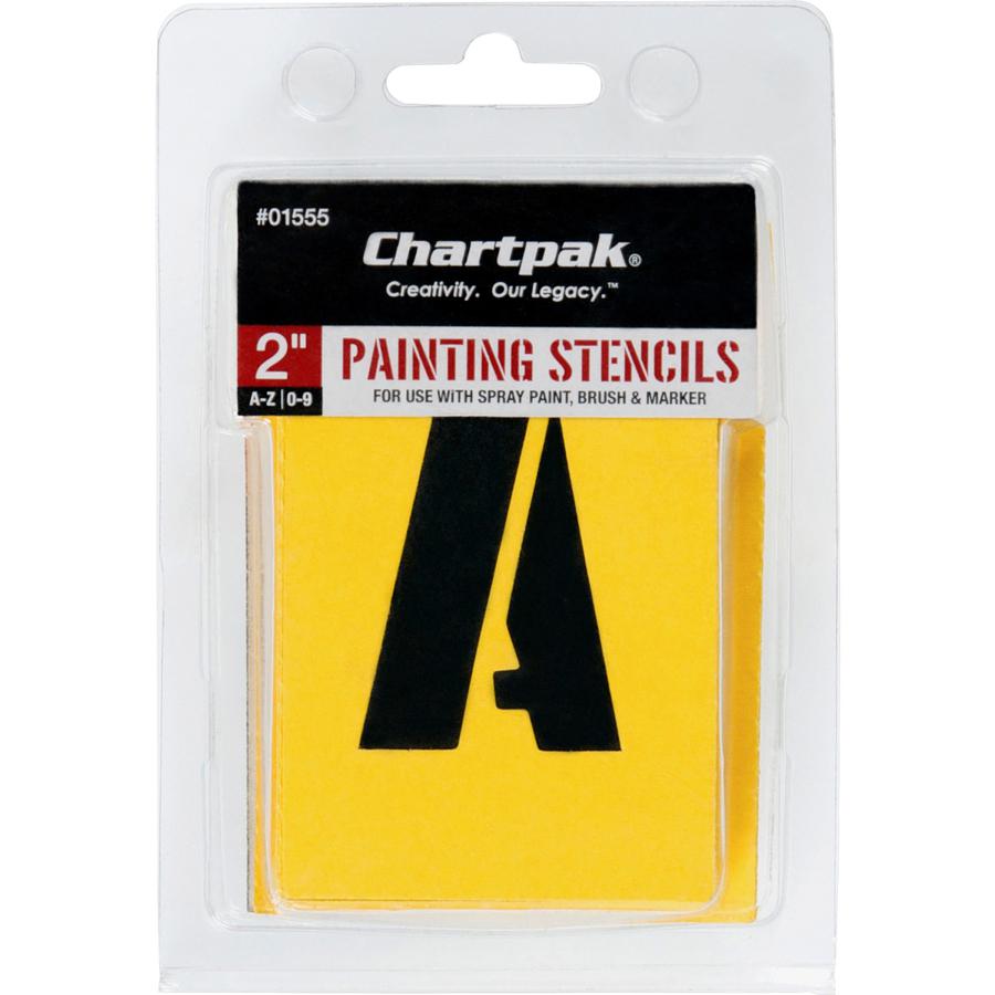 Chartpak Painting Letters/Numbers Stencils - 2" - Gothic - Yellow. Picture 2