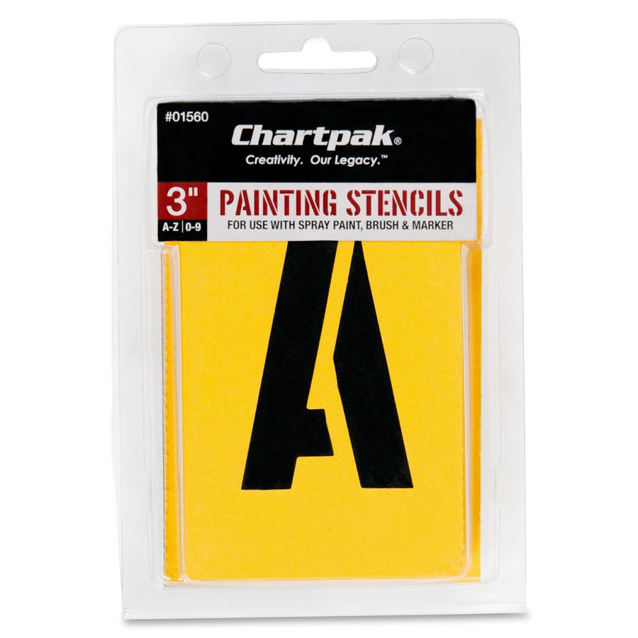 Chartpak Painting Letters/Numbers Stencils - 3" - Gothic - Yellow. Picture 3