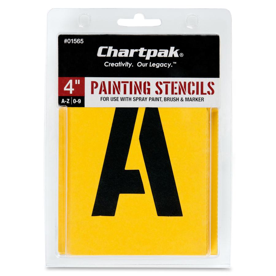 Chartpak Painting Letters/Numbers Stencils - 4" - Gothic - Yellow. Picture 3