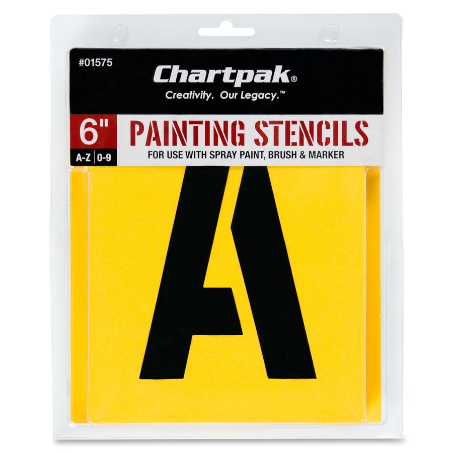 Chartpak Painting Letters/Numbers Stencils - 6" - Gothic - Yellow. Picture 3