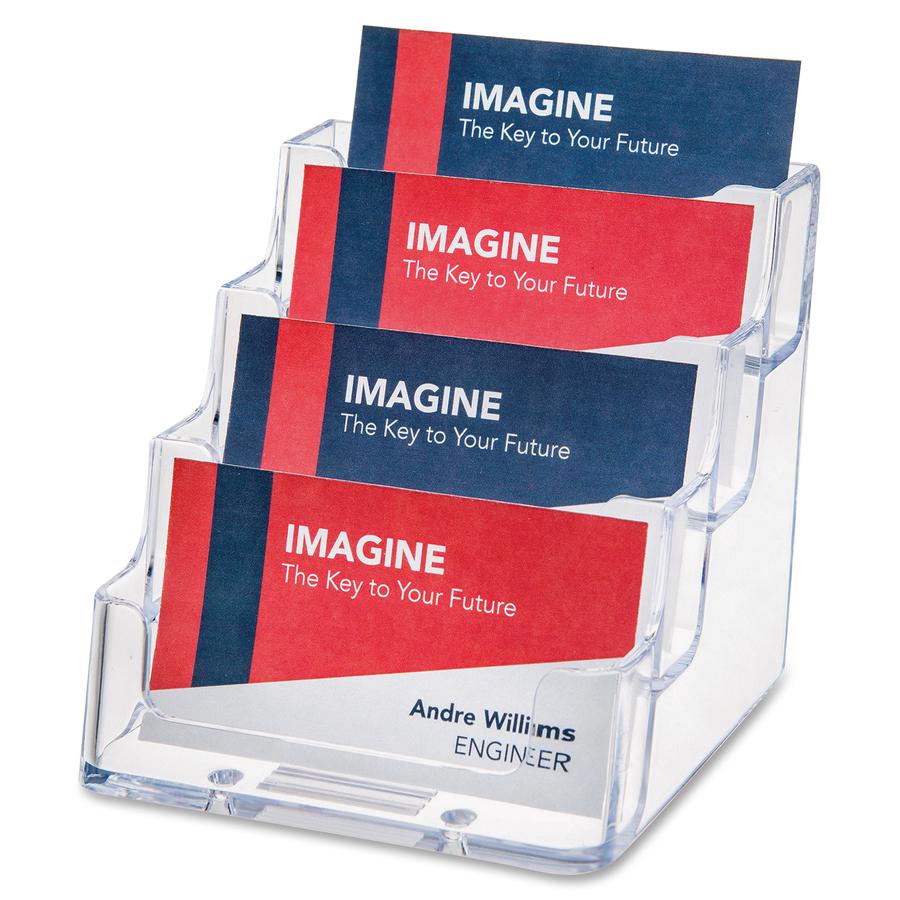 Deflecto Business Card Holder - 3.8" x 3.9" x 3.5" x - Acrylic - 1 Each - Clear. Picture 3