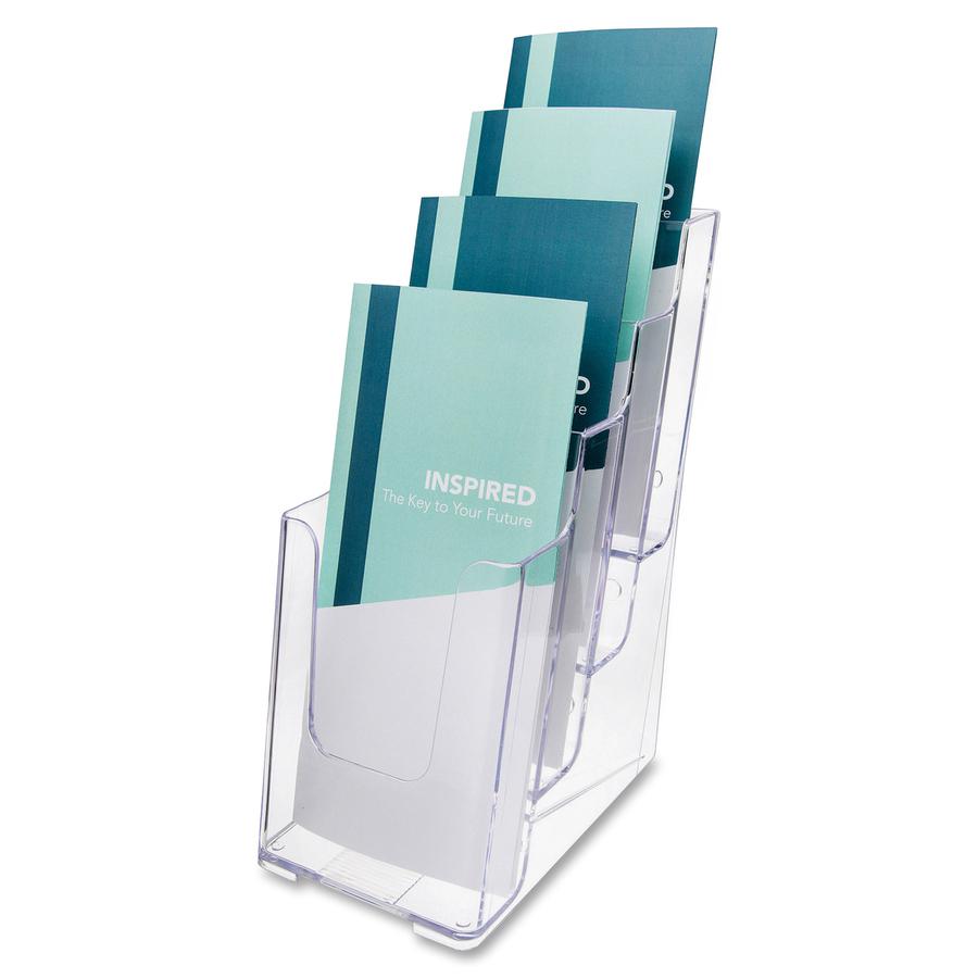 Deflecto Multi-Compartment DocuHolder - 4 Pocket(s) - 4 Tier(s) - 10" Height x 4.9" Width x 8" DepthDesktop - Leaflet Size - Clear - Plastic - 1 Each. Picture 12