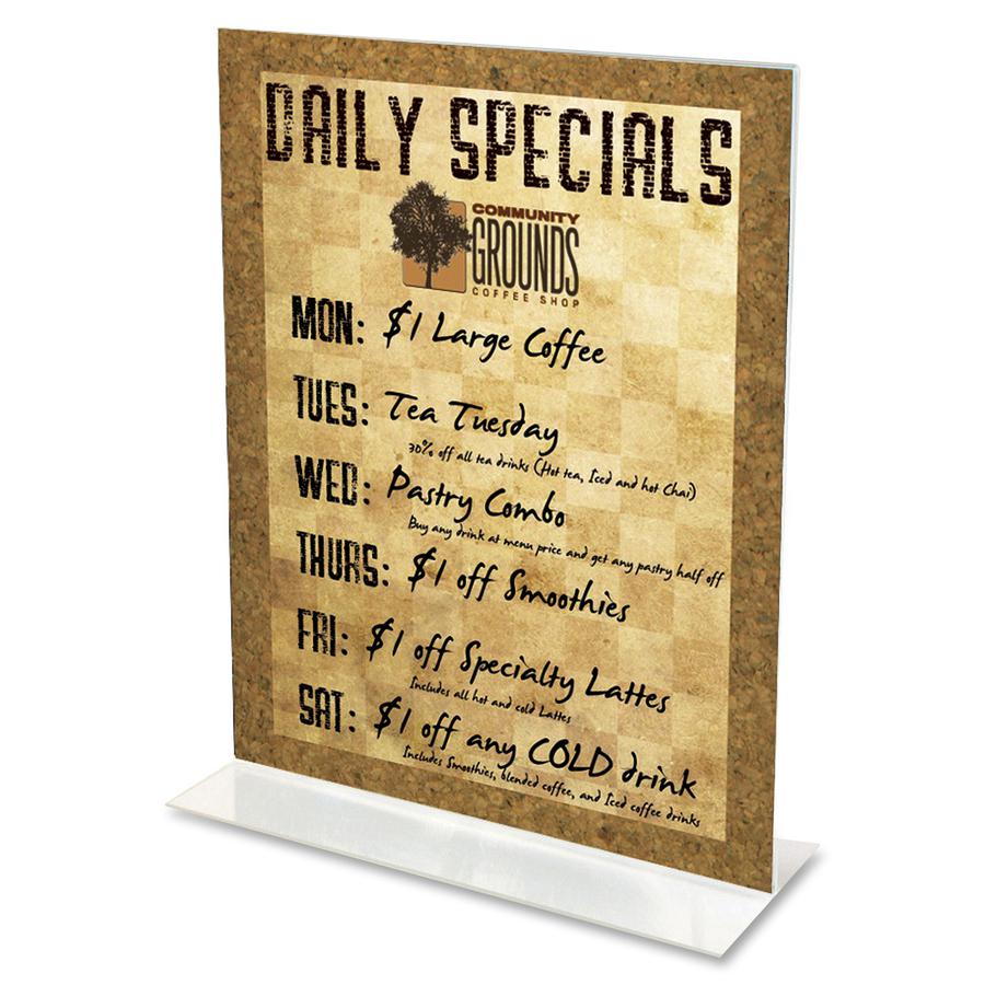 Deflecto Classic Image Double-Sided Sign Holder - 1 Each - 8.5" Width x 11" Height - Rectangular Shape - Self-standing, Bottom Loading - Indoor, Outdoor - Plastic - Clear. Picture 9