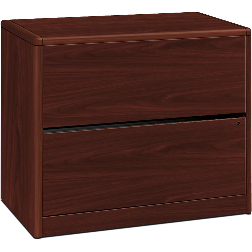 HON 10700 Series Lateral File 2 Drawers - 36" x 20" x 29.6" - 2 - Waterfall Edge - Material: Wood - Finish: Laminate, Mahogany. Picture 2