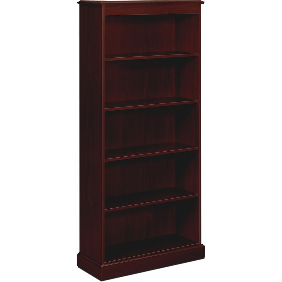 HON 94000 Series 5-Shelf Bookcase - 35.8" x 14.3" x 78.3" - 5 Shelve(s) - Traditional Edge - Finish: Mahogany, Laminate. Picture 7