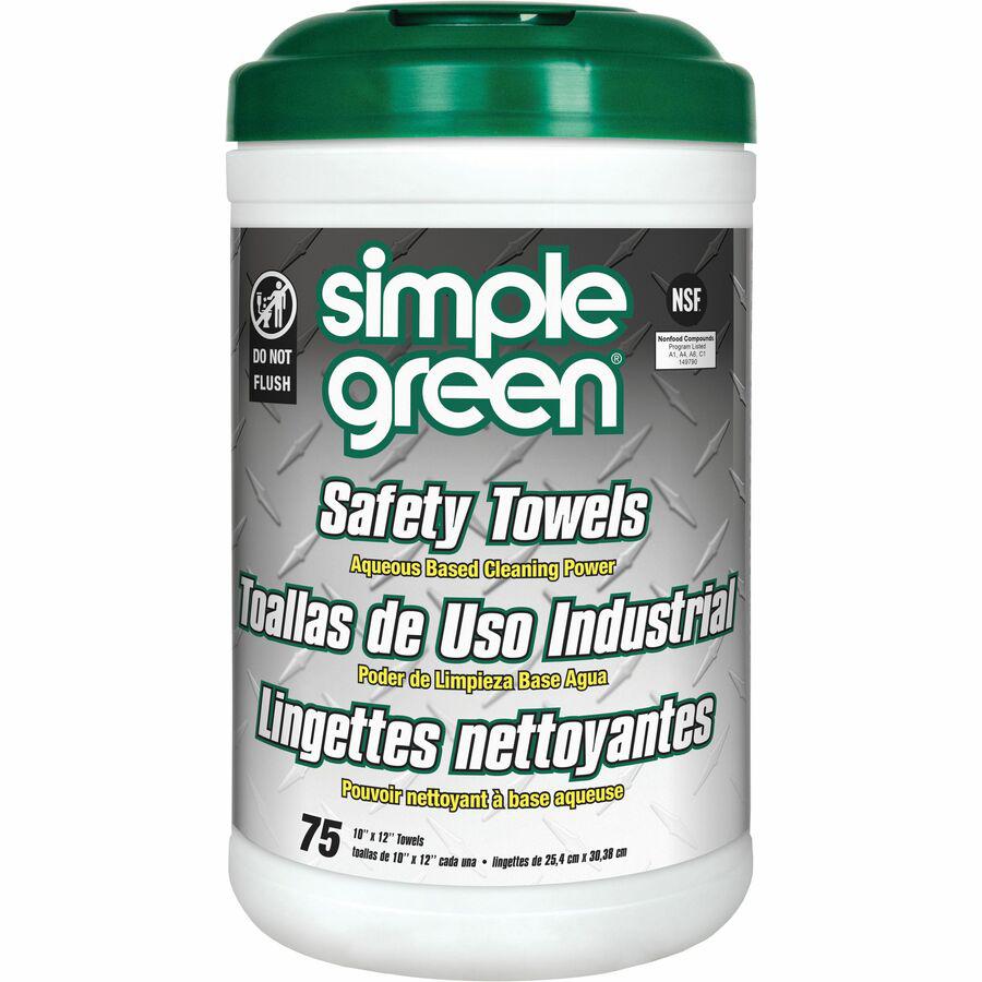 Simple Green Multi-Purpose Cleaning Safety Towels - 10" x 11.75" - Green - 75 Per Canister - 1 Each. Picture 4