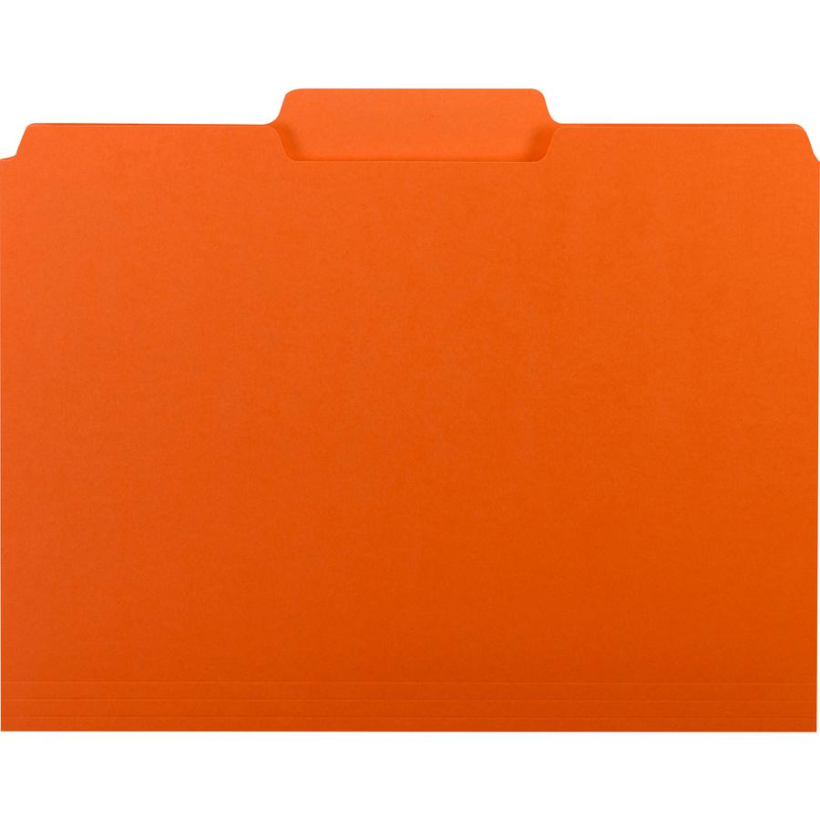 Smead 1/3 Tab Cut Letter Recycled Hanging Folder - 8 1/2" x 11" - 3/4" Expansion - Top Tab Location - Assorted Position Tab Position - Vinyl - Orange - 10% Recycled - 100 / Box. Picture 2