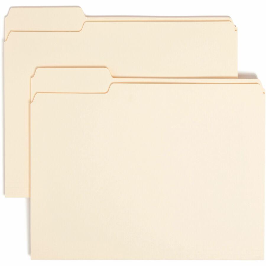 Smead 1/3 Tab Cut Letter Recycled Top Tab File Folder - 8 1/2" x 11" - 3/4" Expansion - Top Tab Location - Left Tab Position - Manila - Manila - 10% Recycled - 100 / Box. Picture 6