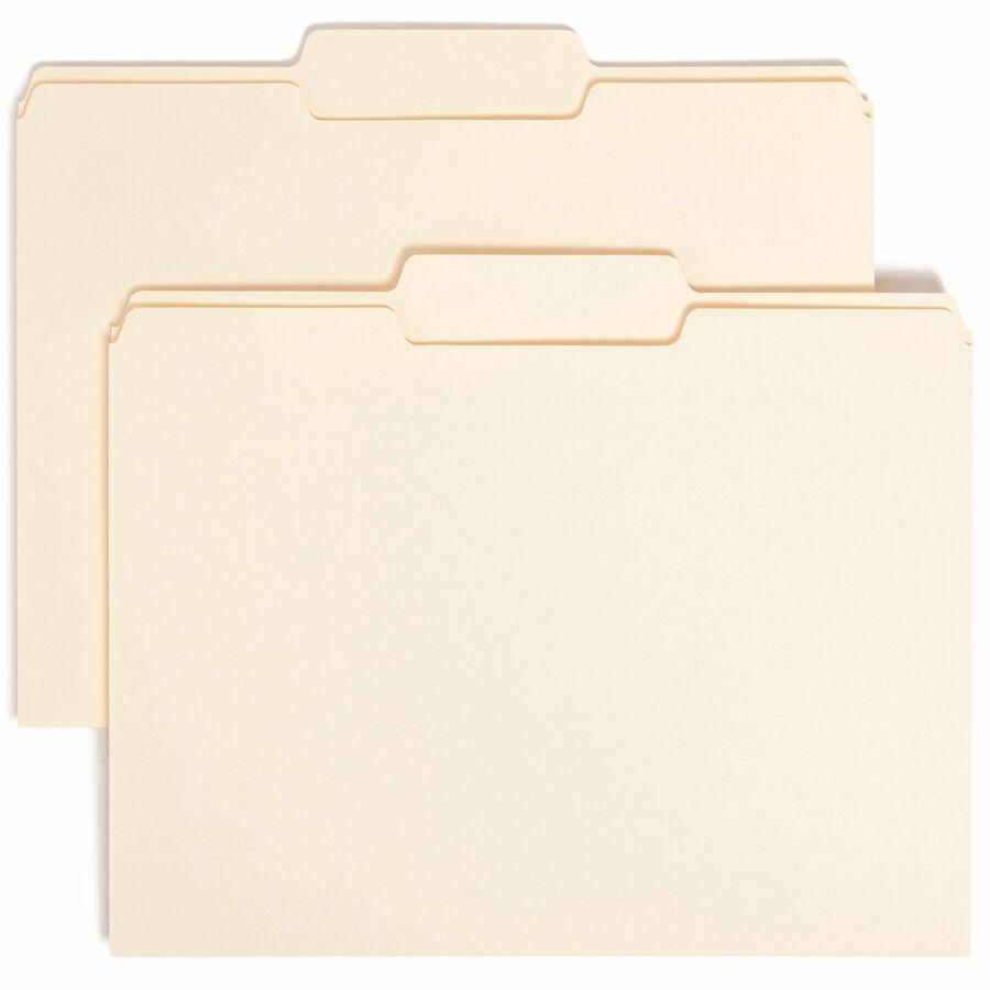 Smead 1/3 Tab Cut Letter Recycled Top Tab File Folder - 8 1/2" x 11" - 3/4" Expansion - Top Tab Location - Center Tab Position - Manila - Manila - 10% Recycled - 100 / Box. Picture 8
