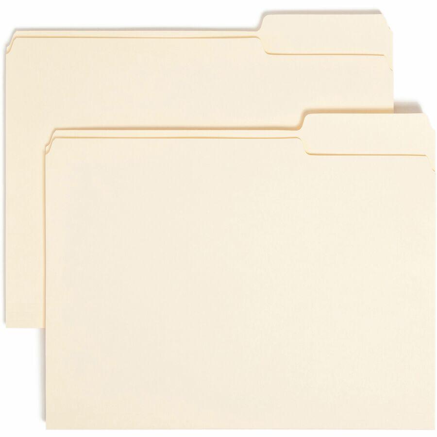 Smead 1/3 Tab Cut Letter Recycled Top Tab File Folder - 8 1/2" x 11" - 3/4" Expansion - Top Tab Location - Right Tab Position - Manila - Manila - 10% Recycled - 100 / Box. Picture 8