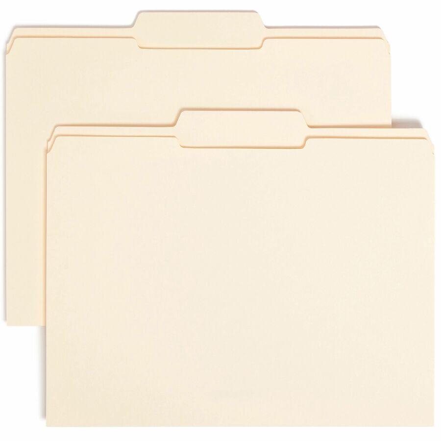 Smead 1/3 Tab Cut Letter Recycled Top Tab File Folder - 8 1/2" x 11" - 3/4" Expansion - Top Tab Location - Center Tab Position - Manila - 10% Recycled - 100 / Box. Picture 9