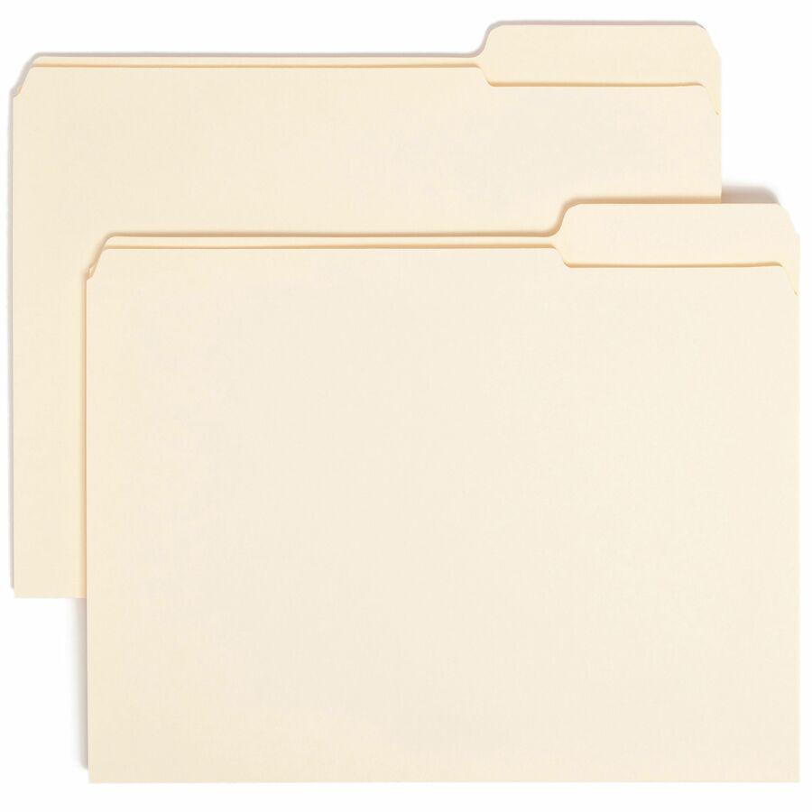 Smead 1/3 Tab Cut Letter Recycled Top Tab File Folder - 8 1/2" x 11" - 3/4" Expansion - Top Tab Location - Right Tab Position - Manila - 10% Recycled - 100 / Box. Picture 9