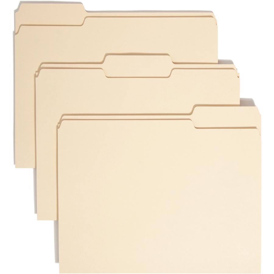 Smead 1/3 Tab Cut Letter Recycled Top Tab File Folder - 8 1/2" x 11" - 3/4" Expansion - Top Tab Location - Assorted Position Tab Position - Manila - Manila - 100% Recycled - 100 / Box. Picture 5