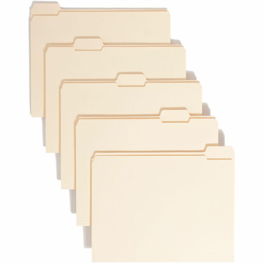Smead 1/5 Tab Cut Letter Recycled Top Tab File Folder - 8 1/2" x 11" - 3/4" Expansion - Top Tab Location - Assorted Position Tab Position - Manila - 10% Recycled - 100 / Box. Picture 9