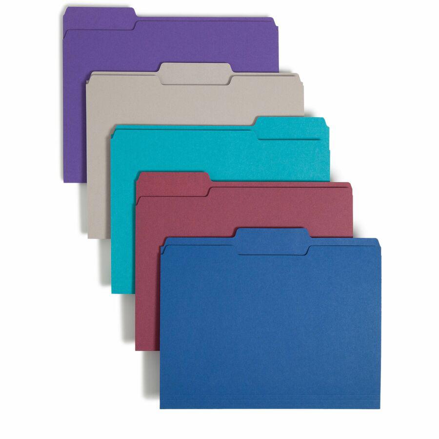 Smead 1/3 Tab Cut Letter Recycled Top Tab File Folder - 8 1/2" x 11" - 3/4" Expansion - Top Tab Location - Assorted Position Tab Position - Assorted - 10% Recycled - 100 / Box. Picture 9