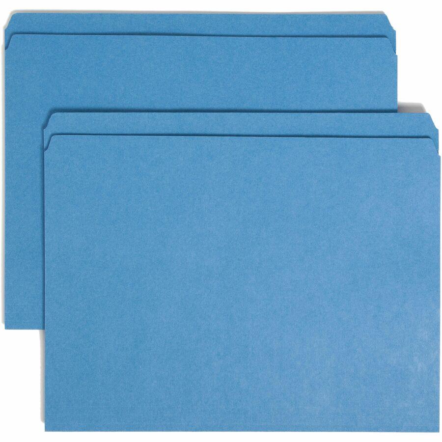 Smead Straight Tab Cut Letter Recycled Top Tab File Folder - 8 1/2" x 11" - 3/4" Expansion - Blue - 10% Recycled - 100 / Box. Picture 11