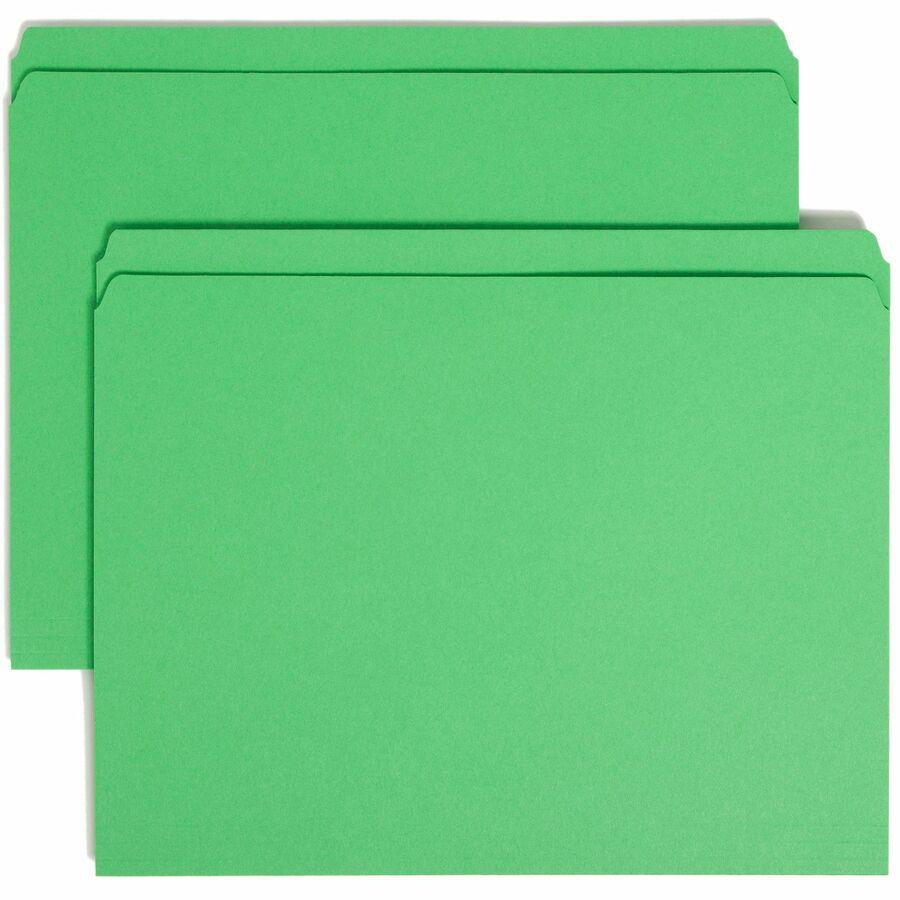 Smead Straight Tab Cut Letter Recycled Top Tab File Folder - 8 1/2" x 11" - 3/4" Expansion - Green - 10% Recycled - 100 / Box. Picture 11